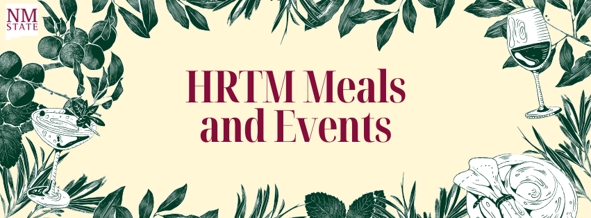 leaf border, HRTM Meals and events on cream background, NM state logo